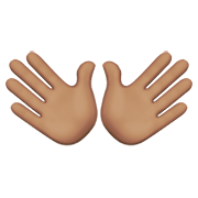 👐🏽 Emoji offene Hände: mittlere Hautfarbe Apple iOS 14.5.