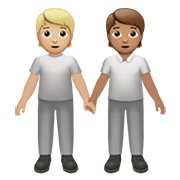 🧑🏼‍🤝‍🧑🏽 Emoji sich an den Händen haltende Personen: mittelhelle Hautfarbe, mittlere Hautfarbe Apple iOS 14.5.