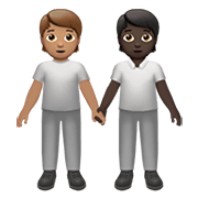 🧑🏽‍🤝‍🧑🏿 Emoji sich an den Händen haltende Personen: mittlere Hautfarbe, dunkle Hautfarbe Apple iOS 14.5.