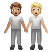 🧑🏽‍🤝‍🧑🏼 Emoji sich an den Händen haltende Personen: mittlere Hautfarbe, mittelhelle Hautfarbe Apple iOS 14.5.