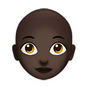 👩🏿‍🦲 Emoji Mujer: Tono De Piel Oscuro Y Sin Pelo en Apple iOS 14.5.