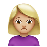 🙍🏼‍♀️ Emoji missmutige Frau: mittelhelle Hautfarbe Apple iOS 14.5.