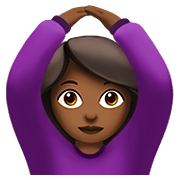 🙆🏾‍♀️ Emoji Frau mit Händen auf dem Kopf: mitteldunkle Hautfarbe Apple iOS 14.5.