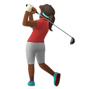 🏌🏾‍♀️ Emoji Mulher Golfista: Pele Morena Escura na Apple iOS 14.5.