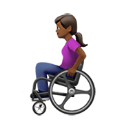👩🏾‍🦽 Emoji Frau in manuellem Rollstuhl: mitteldunkle Hautfarbe Apple iOS 14.5.