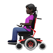 👩🏿‍🦼 Emoji Frau in elektrischem Rollstuhl: dunkle Hautfarbe Apple iOS 14.5.