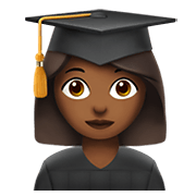 👩🏾‍🎓 Emoji Studentin: mitteldunkle Hautfarbe Apple iOS 14.5.