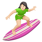 🏄🏻‍♀️ Emoji Mujer Haciendo Surf: Tono De Piel Claro en Apple iOS 14.5.