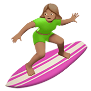 🏄🏽‍♀️ Emoji Mujer Haciendo Surf: Tono De Piel Medio en Apple iOS 14.5.