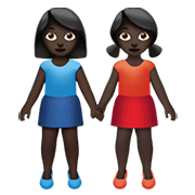 👭🏿 Emoji händchenhaltende Frauen: dunkle Hautfarbe Apple iOS 14.5.