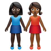 Emoji 👩🏿‍🤝‍👩🏾 Due Donne Che Si Tengono Per Mano: Carnagione Scura E Carnagione Abbastanza Scura su Apple iOS 14.5.