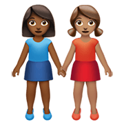 Emoji 👩🏾‍🤝‍👩🏽 Due Donne Che Si Tengono Per Mano: Carnagione Abbastanza Scura E Carnagione Olivastra su Apple iOS 14.5.