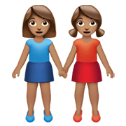 👭🏽 Emoji händchenhaltende Frauen: mittlere Hautfarbe Apple iOS 14.5.