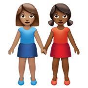 👩🏽‍🤝‍👩🏾 Emoji händchenhaltende Frauen: mittlere Hautfarbe, mitteldunkle Hautfarbe Apple iOS 14.5.