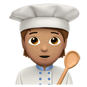 Emoji 🧑🏽‍🍳 Persona Che Cucina: Carnagione Olivastra su Apple iOS 15.4.