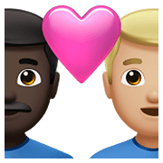 👨🏿‍❤️‍👨🏼 Emoji Liebespaar - Mann: dunkle Hautfarbe, Mann: mittelhelle Hautfarbe Apple iOS 15.4.