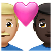 👨🏼‍❤️‍👨🏿 Emoji Pareja Enamorada - Hombre: Tono De Piel Claro Medio, Hombre: Tono De Piel Oscuro en Apple iOS 15.4.