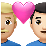 👨🏼‍❤️‍👨🏻 Emoji Liebespaar - Mann: mittelhelle Hautfarbe, Mann: helle Hautfarbe Apple iOS 15.4.
