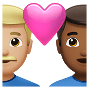 👨🏼‍❤️‍👨🏾 Emoji Liebespaar - Mann: mittelhelle Hautfarbe, Mann: mitteldunkle Hautfarbe Apple iOS 15.4.