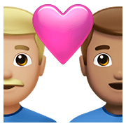 Emoji 👨🏼‍❤️‍👨🏽 Coppia Con Cuore - Uomo: Carnagione Abbastanza Chiara, Uomo: Carnagione Olivastra su Apple iOS 15.4.