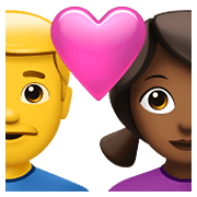 👨‍❤️‍👩🏾 Emoji Casal Apaixonado - Homem, Mulher: Pele Morena Escura na Apple iOS 15.4.