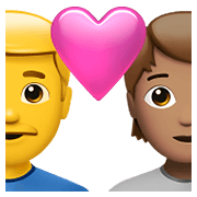 Émoji 👨‍❤️‍🧑🏽 Couple Avec Cœur: Homme, Personne, Pas de teint, Peau Légèrement Mate sur Apple iOS 15.4.