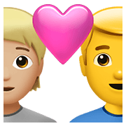 Emoji 🧑🏼‍❤️‍👨 Coppia Con Cuore: persona, uomo, Carnagione Abbastanza Chiara, Nessun tono della pelle su Apple iOS 15.4.