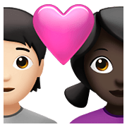 🧑🏻‍❤️‍👩🏿 Emoji Casal Apaixonado: Pessoa, Mulher, Pele Clara, Pele Escura na Apple iOS 15.4.