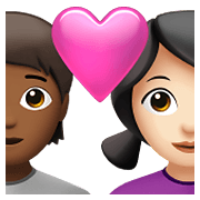Emoji 🧑🏾‍❤️‍👩🏻 Coppia Con Cuore: persona, Donna, Carnagione Abbastanza Scura, Carnagione Chiara su Apple iOS 15.4.