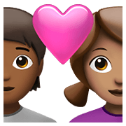 Émoji 🧑🏾‍❤️‍👩🏽 Couple Avec Cœur: Personne, Femme, Peau Mate, Peau Légèrement Mate sur Apple iOS 15.4.