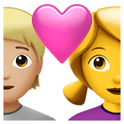 Emoji 🧑🏼‍❤️‍👩 Coppia Con Cuore: persona, Donna, Carnagione Abbastanza Chiara, Nessun tono della pelle su Apple iOS 15.4.