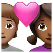 🧑🏽‍❤️‍👩🏾 Emoji Liebespaar: Person, Frau, mittlere Hautfarbe, mitteldunkle Hautfarbe Apple iOS 15.4.
