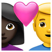 👩🏿‍❤️‍👨 Emoji Liebespaar - Frau: dunkle Hautfarbe, Hombre Apple iOS 15.4.