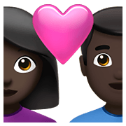 👩🏿‍❤️‍👨🏿 Emoji Pareja Enamorada - Mujer: Tono De Piel Oscuro, Hombre: Tono De Piel Oscuro en Apple iOS 15.4.