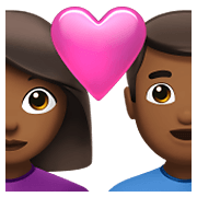👩🏾‍❤️‍👨🏾 Emoji Pareja Enamorada - Mujer: Tono De Piel Oscuro Medio, Hombre: Tono De Piel Oscuro Medio en Apple iOS 15.4.