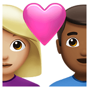👩🏼‍❤️‍👨🏾 Emoji Liebespaar - Frau: mittelhelle Hautfarbe, Mann: mitteldunkle Hautfarbe Apple iOS 15.4.