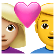 👩🏼‍❤️‍👨 Emoji sich küssendes Paar - Frau, Mann: mittelhelle Hautfarbe,mittlere Hautfarbe Apple iOS 15.4.