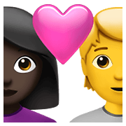 👩🏿‍❤️‍🧑 Emoji Casal Apaixonado: Mulher, Pessoa, Pele Escura, Sem tom de pele na Apple iOS 15.4.