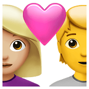 Émoji 👩🏼‍❤️‍🧑 Couple Avec Cœur: Femme, Personne, Peau Moyennement Claire, Pas de teint sur Apple iOS 15.4.