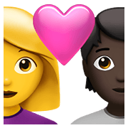 👩‍❤️‍🧑🏿 Emoji Pareja Enamorada: Mujer, Persona, Sin tono de piel, Tono De Piel Oscuro en Apple iOS 15.4.
