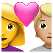 Émoji 👩‍❤️‍🧑🏼 Couple Avec Cœur: Femme, Personne, Pas de teint, Peau Moyennement Claire sur Apple iOS 15.4.