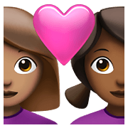 👩🏽‍❤️‍👩🏾 Emoji Liebespaar - Frau: mittlere Hautfarbe, Frau: mitteldunkle Hautfarbe Apple iOS 15.4.