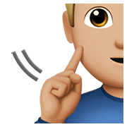 🧏🏼‍♂️ Emoji gehörloser Mann: mittelhelle Hautfarbe Apple iOS 15.4.