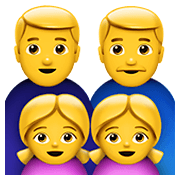 👨‍👨‍👧‍👧 Emoji Familie: Mann, Mann, Mädchen und Mädchen Apple iOS 15.4.
