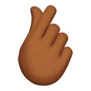 🫰🏾 Emoji Mão Com Dedo İndicador E Polegar Cruzado: Pele Morena Escura na Apple iOS 15.4.