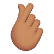🫰🏽 Emoji Mão Com Dedo İndicador E Polegar Cruzado: Pele Morena na Apple iOS 15.4.