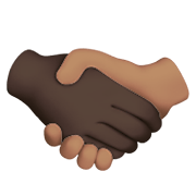 🫱🏿‍🫲🏽 Emoji Handschlag: dunkle Hautfarbe, mittlere Hautfarbe Apple iOS 15.4.