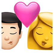 👨🏻‍❤️‍💋‍👩 Emoji Beso - Hombre: Tono De Piel Claro, Mujer en Apple iOS 15.4.