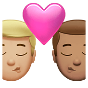 Emoji 👨🏼‍❤️‍💋‍👨🏽 Bacio Tra Coppia - Uomo: Carnagione Abbastanza Chiara, Uomo: Carnagione Olivastra su Apple iOS 15.4.
