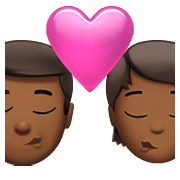 👨🏾‍❤️‍💋‍🧑🏾 Emoji sich küssendes Paar: Mannn, Person, mitteldunkle Hautfarbe Apple iOS 15.4.